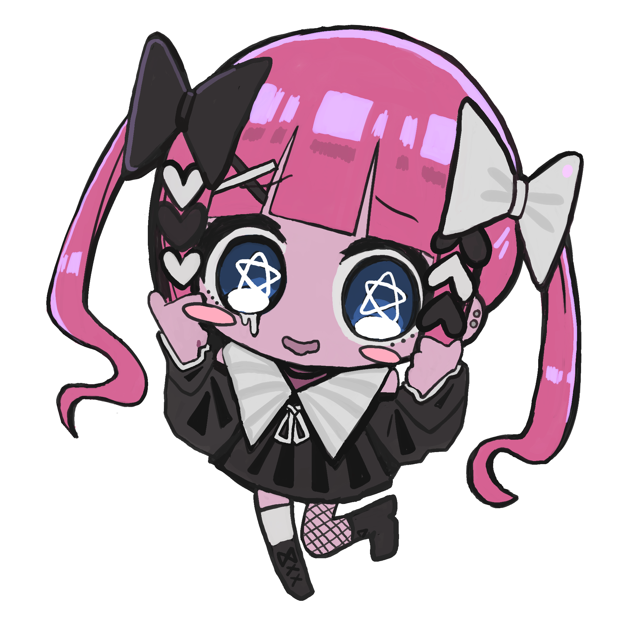 ピンク色の髪のキャラクターイラスト