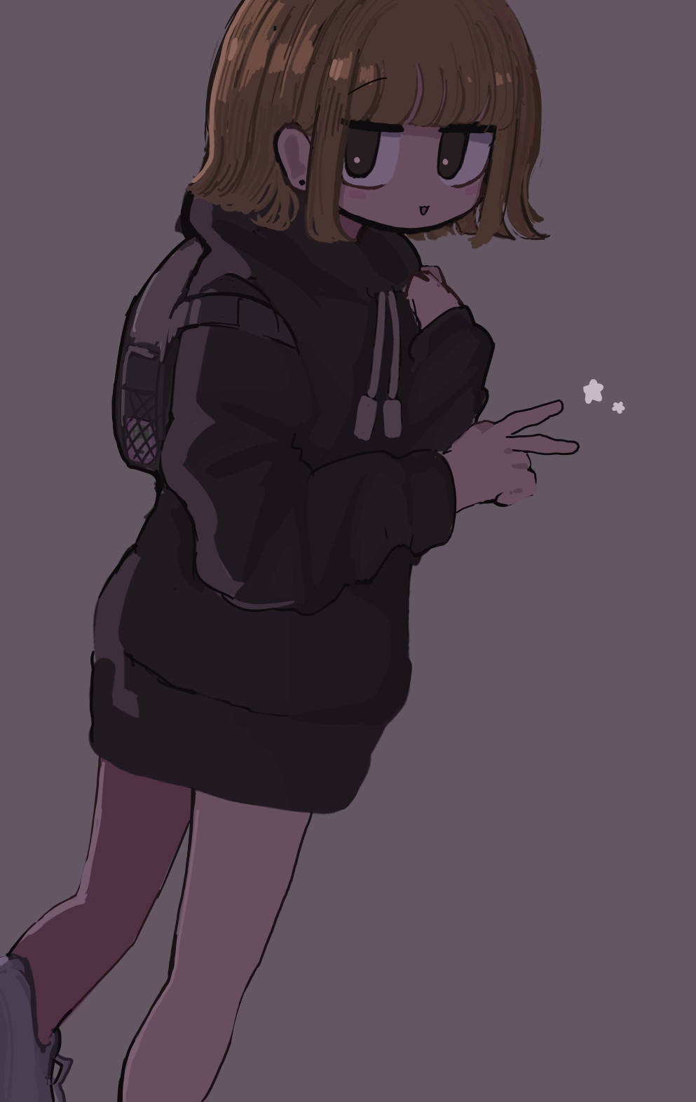暗色の服を着たキャラクターイラスト
